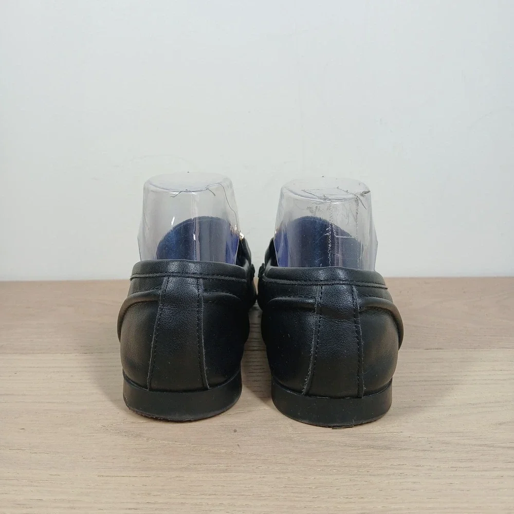 Steve Madden Loafers Women 9 Carrine Black Leather Gold Horsebit Flat Shoes